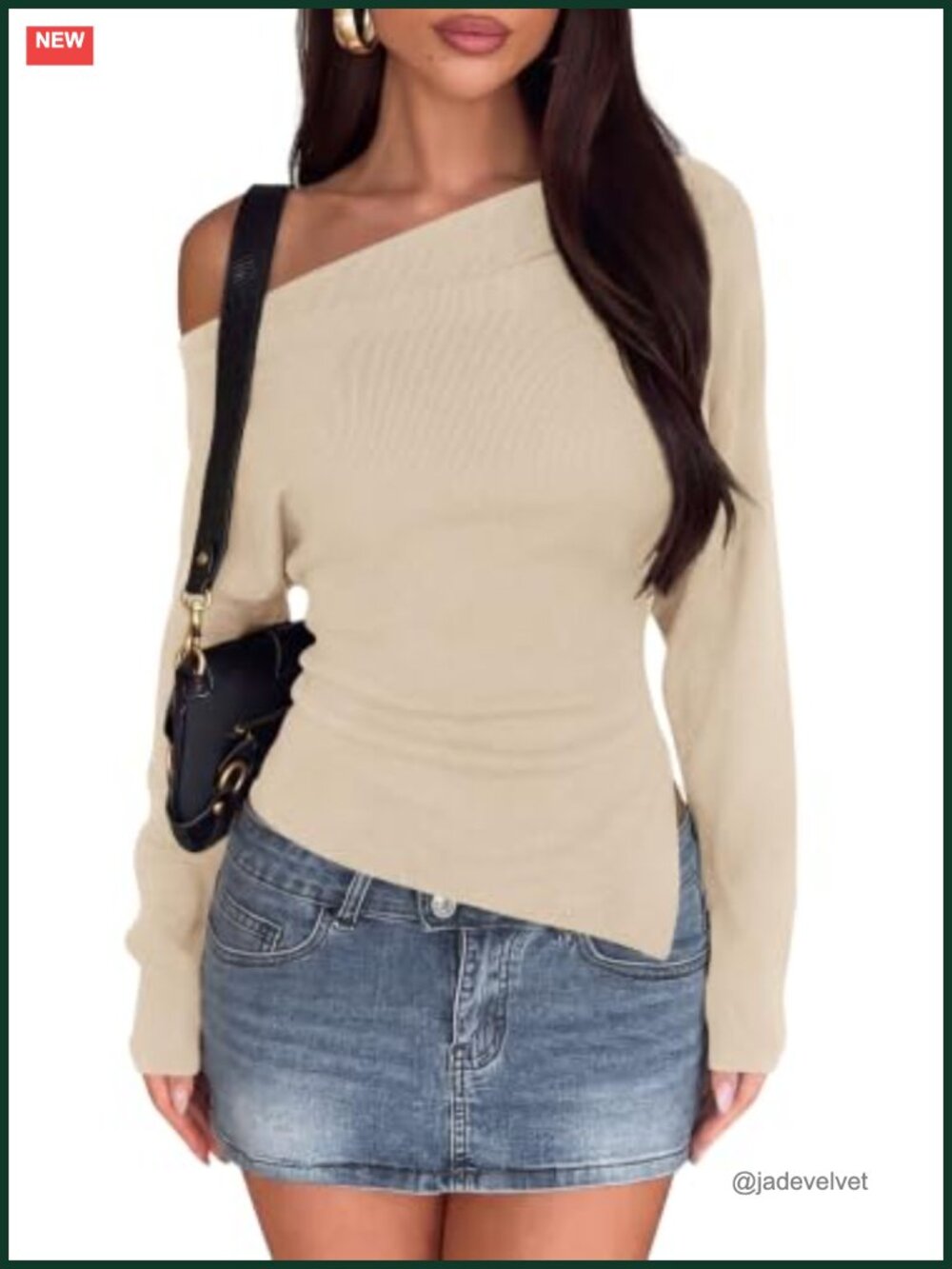 Off Shoulder Batwing Sleeve Knit Pullover Sweater for Women